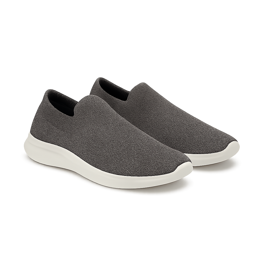 Charcoal Knit Slip-Ons - Shavien Shoes