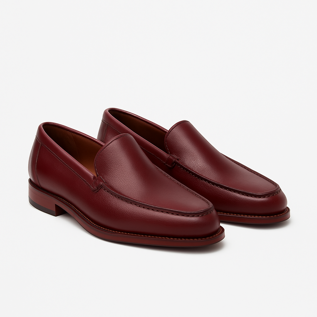 Crimson Leather Loafers - Shavien Shoes