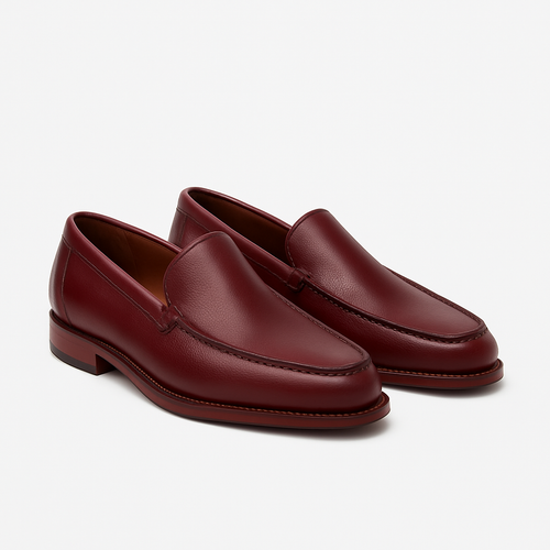 Crimson Leather Loafers - Shavien Shoes
