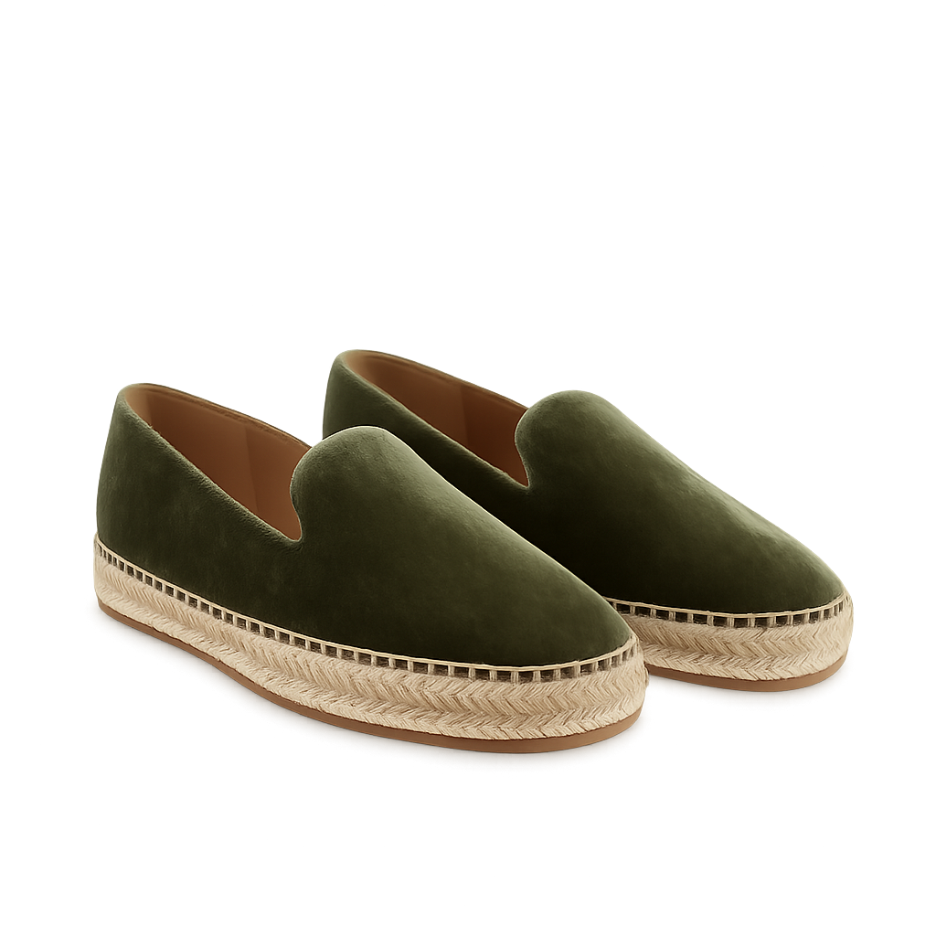 Olive Velvet Espadrilles - Shavien Shoes